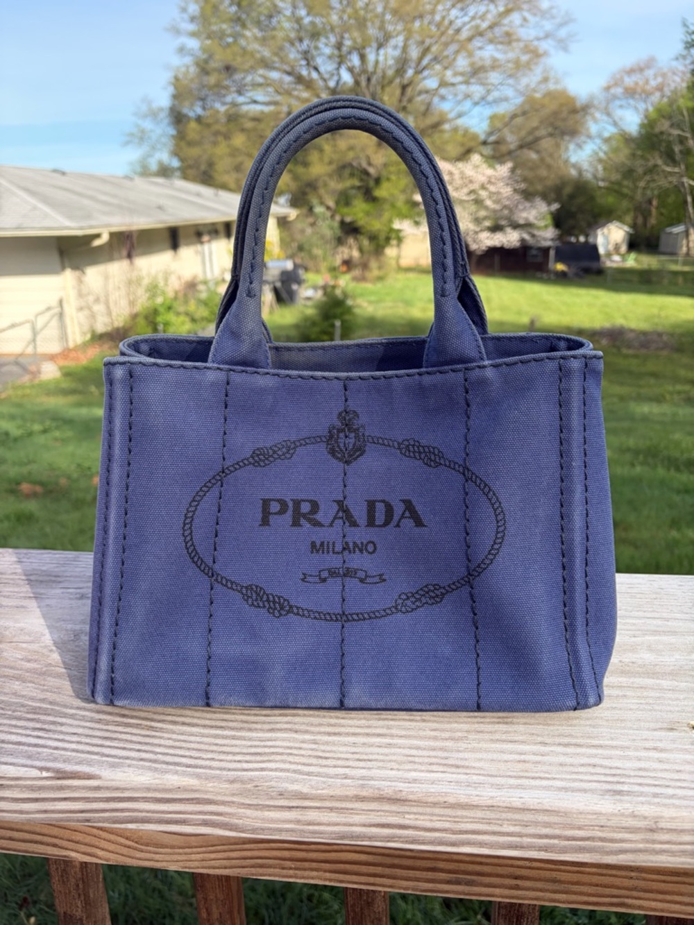 Prada - Navy canapa small size **near excellent **